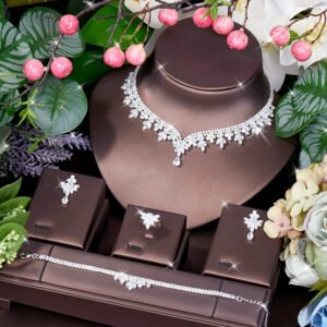 الكلاسيكية قطرة الماء زركون Dubia النساء مجوهرات الزفاف مجموعات 4 قطعة قلادة طقم من الحلقان بيجو فام فرقة S-342