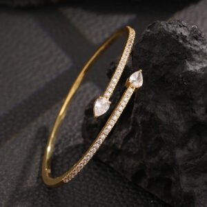 ZAKOL كلاسيكي اثنين قطرة الماء الزركون سوار مفتوح للنساء أنيقة فضية اللون كامل كريستال الزركون مجوهرات حفلات الزفاف