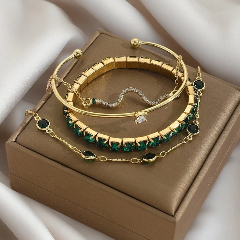 مجموعة مجوهرات نسائية مكونة من 5 قطع، مجموعة أساور كاجوال على الموضة للسيدات، مناسبة للارتداء اليومي، هدية للأصدقاء والفتيات - الصورة 3