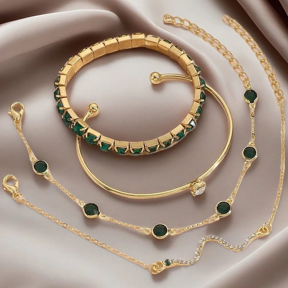 مجموعة مجوهرات نسائية مكونة من 5 قطع، مجموعة أساور كاجوال على الموضة للسيدات، مناسبة للارتداء اليومي، هدية للأصدقاء والفتيات - الصورة 4